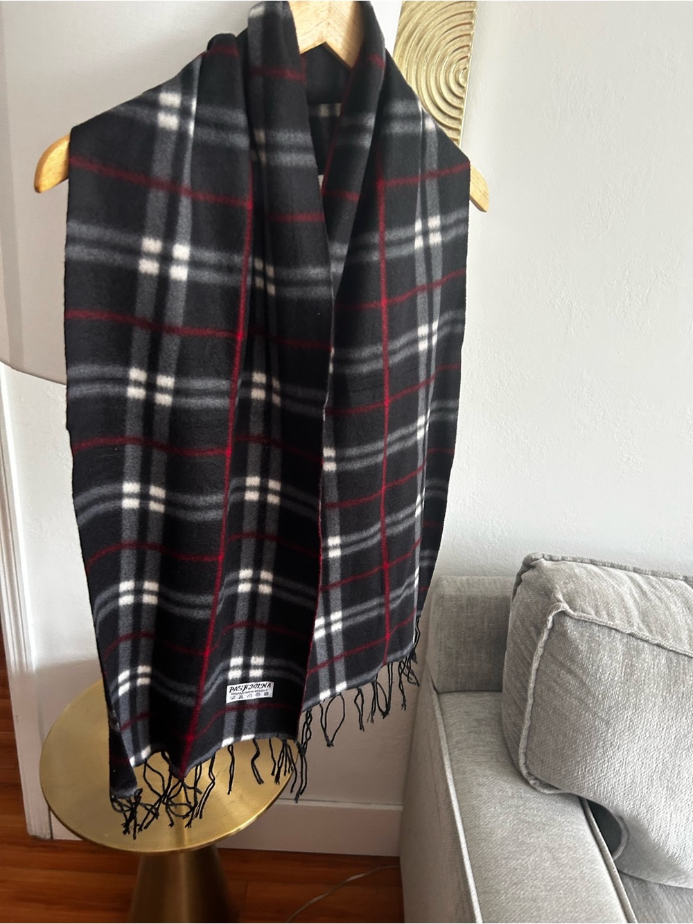 Pashmina Silk Winter Plaid Scarf Black Red